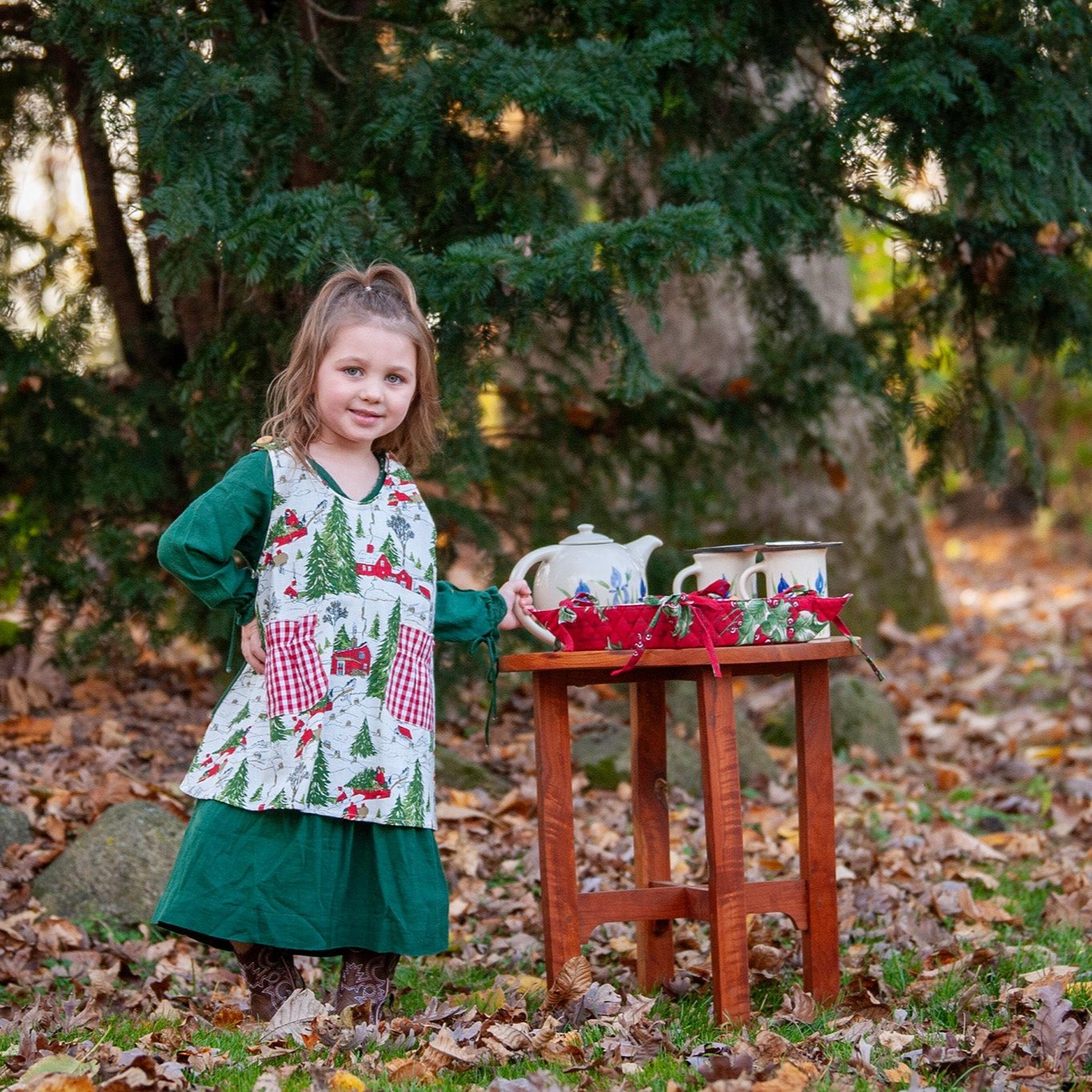 Baby 2-3 T Folk dress and popular Apron Cottage Christmas