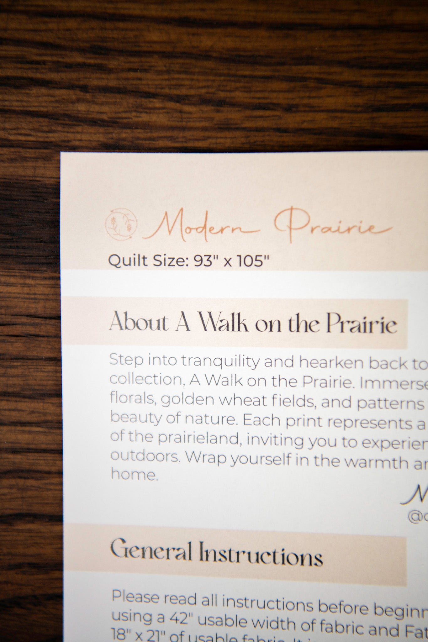 A Walk on the Prairie Picnic Quilt Pattern Booklet