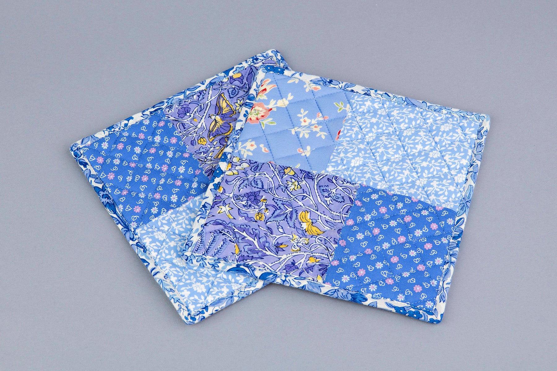 Inky Blue Patchwork Potholder Set of 2