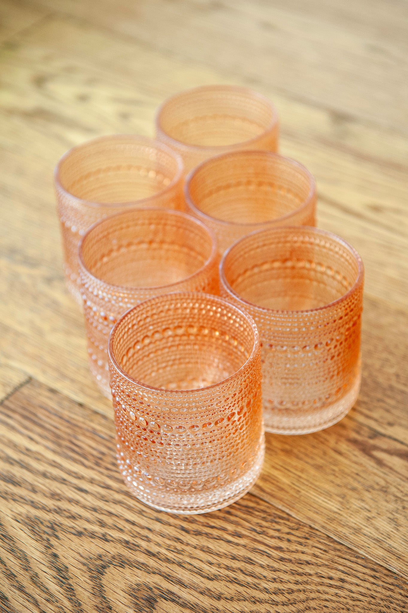 Hobnail Beaded Rose Gold Drinking Glasses — Set of 6, 10 oz.