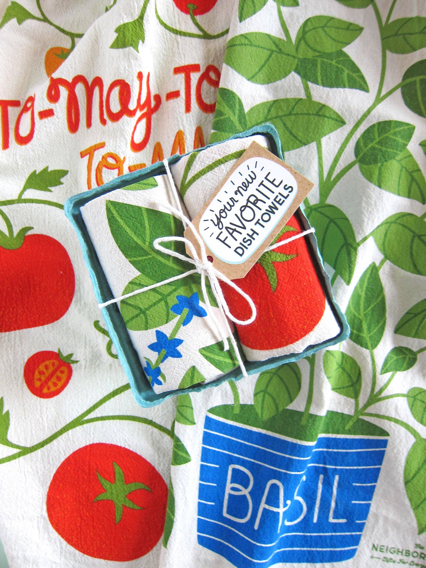 Tomato & Basil Tea Towel,Set of 2