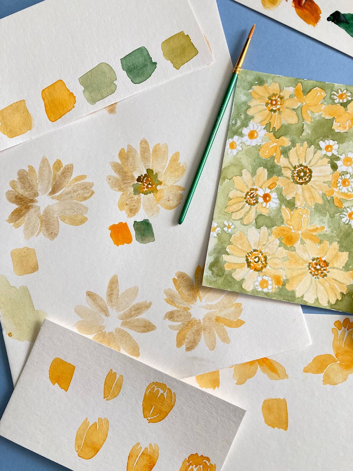 Daisy and Daffodil Flowers Watercolor Mini Kit