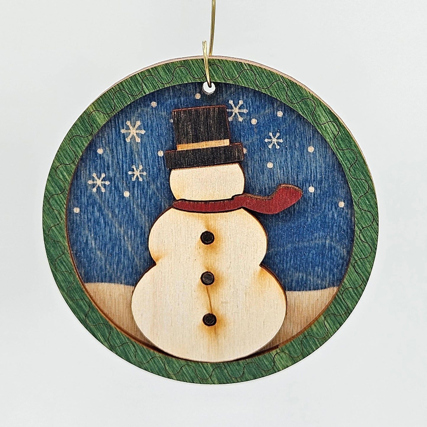 Baltic Birch Layered Ornament in Snowman