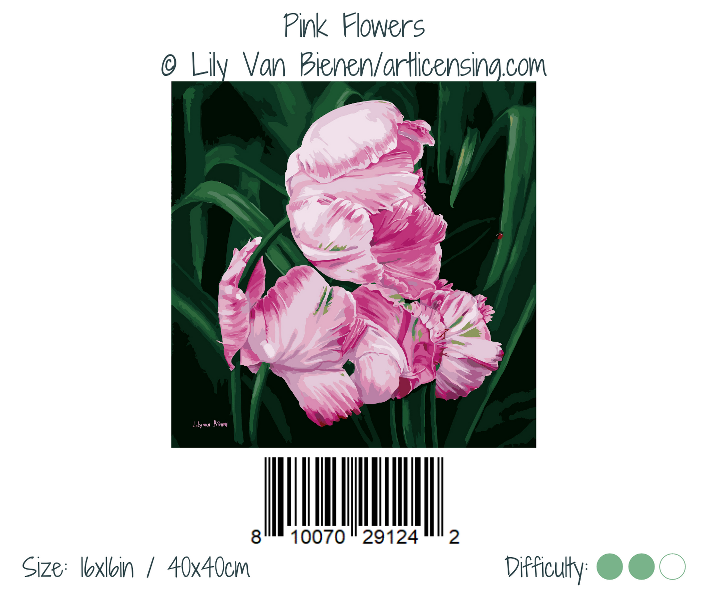 Pink Flowers Paint-by-Numbers Kit