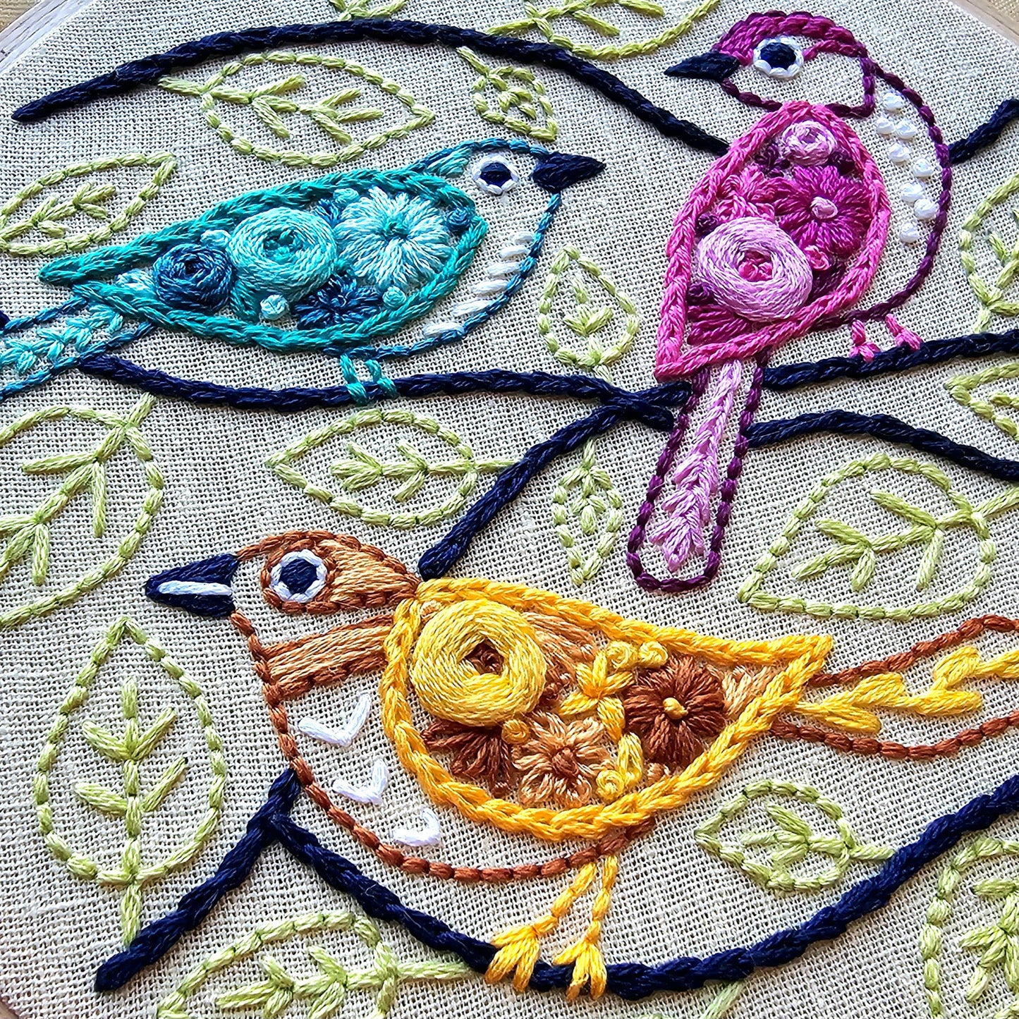 Colorful Birds Embroidery Kit — Beginner Friendly