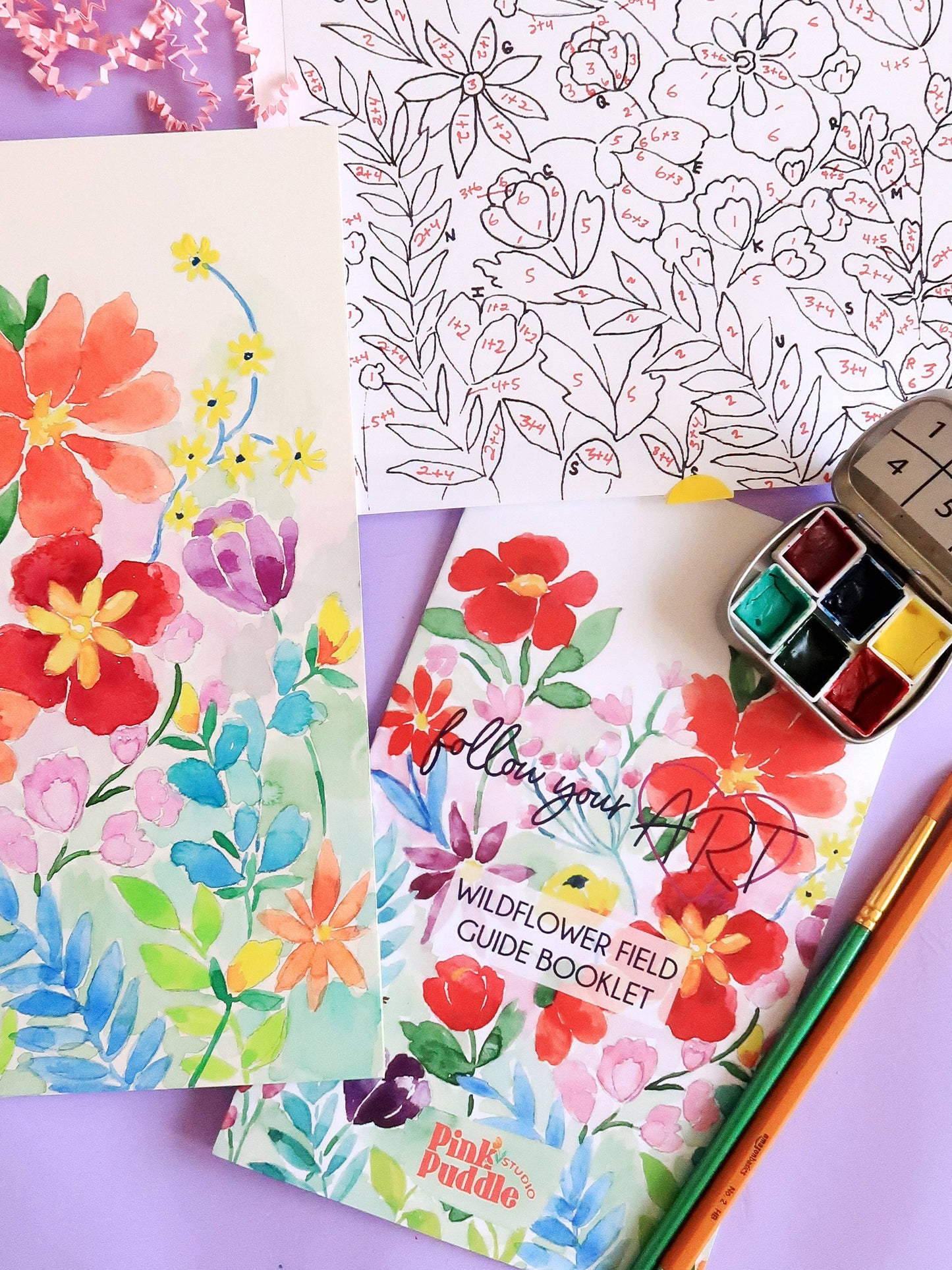 Wildflower Watercolor Paint-By-Number Kit