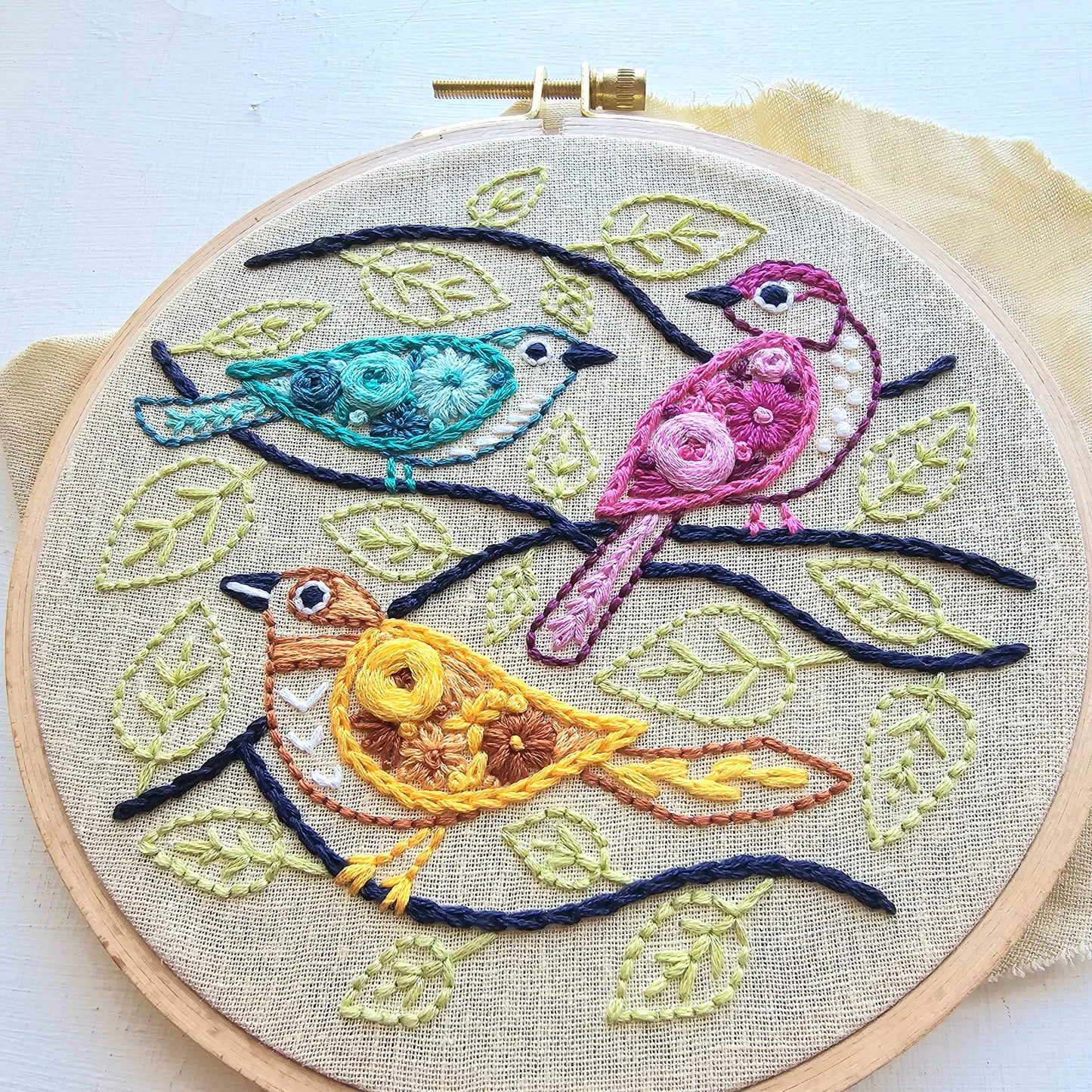 Colorful Birds Embroidery Kit — Beginner Friendly