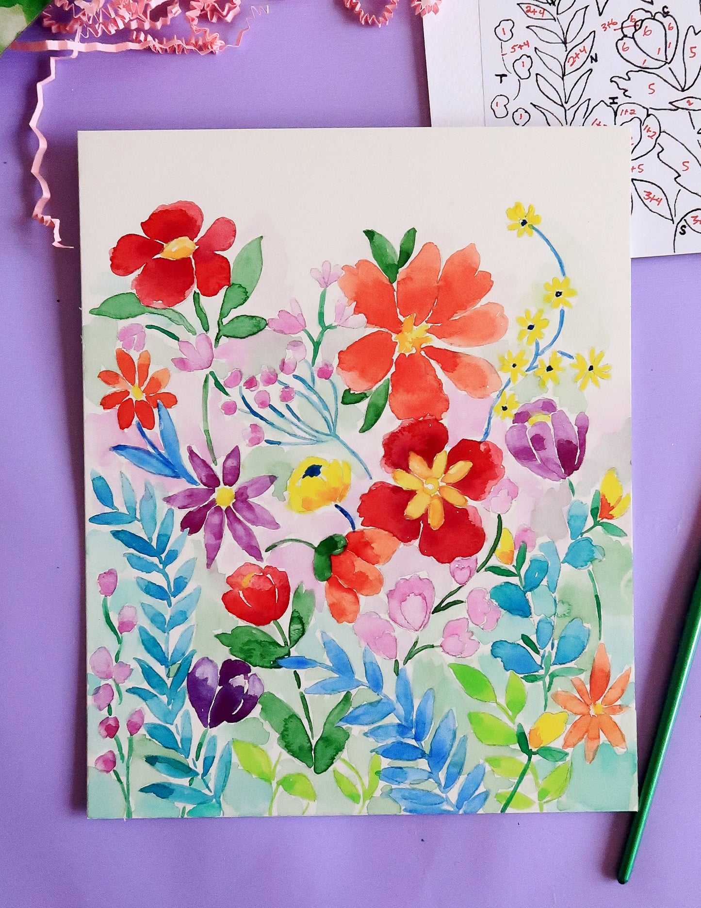 Wildflower Watercolor Paint-By-Number Kit