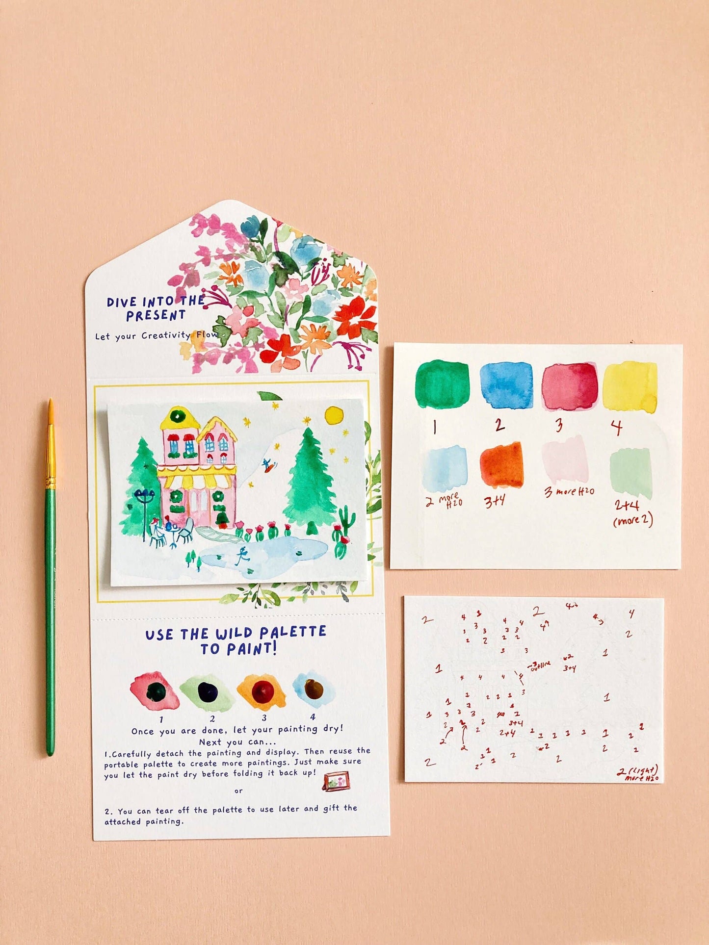 Winter Skate Cafe Paint-By-Number Watercolor Kit