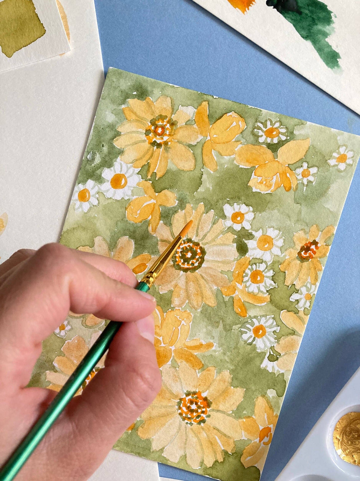 Daisy and Daffodil Flowers Watercolor Mini Kit