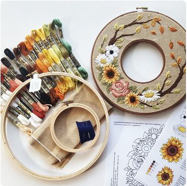 Autumn Wreath Double Hoop Embroidery Kit