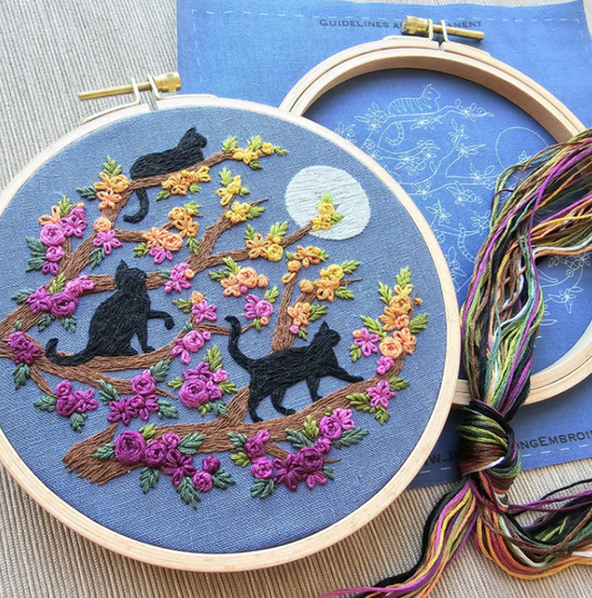 Full Moon Meow & Prowl Beginner's Hand Embroidery Kit