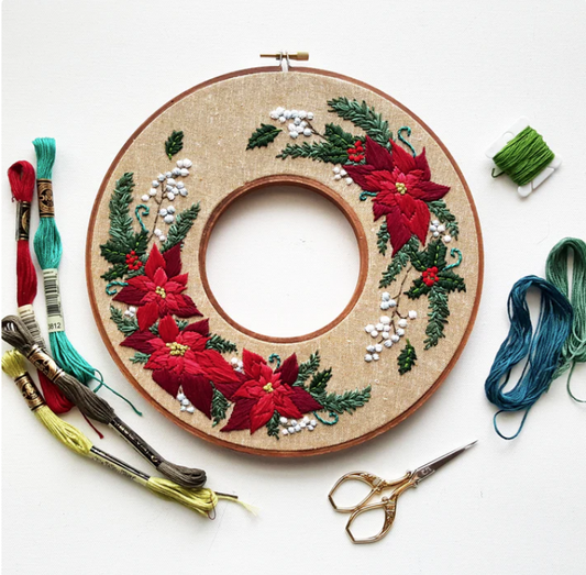 Holiday Wreath Double Hoop Embroidery Kit