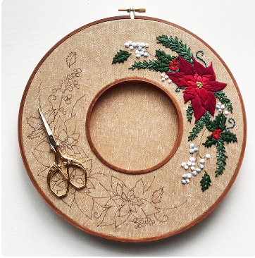 Holiday Wreath Double Hoop Embroidery Kit