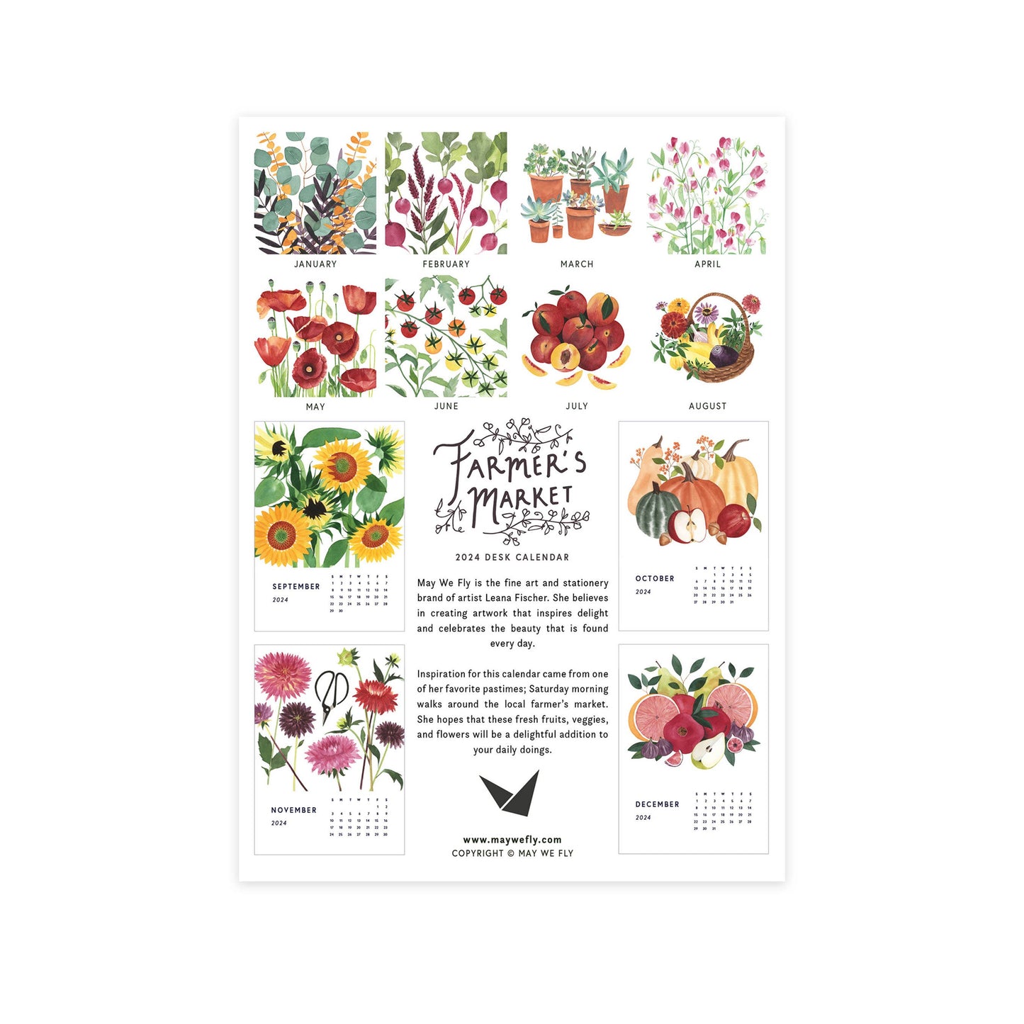 Farmer's Market Desk Calendar 2025