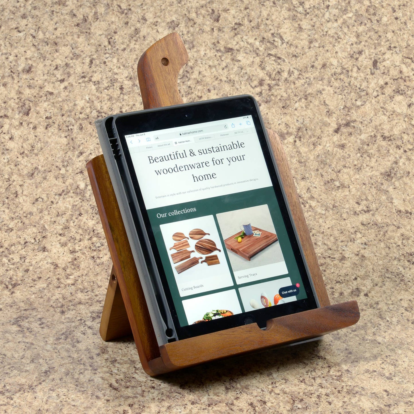 A Prairie Song Acacia Wood Cookbook & Tablet Holder