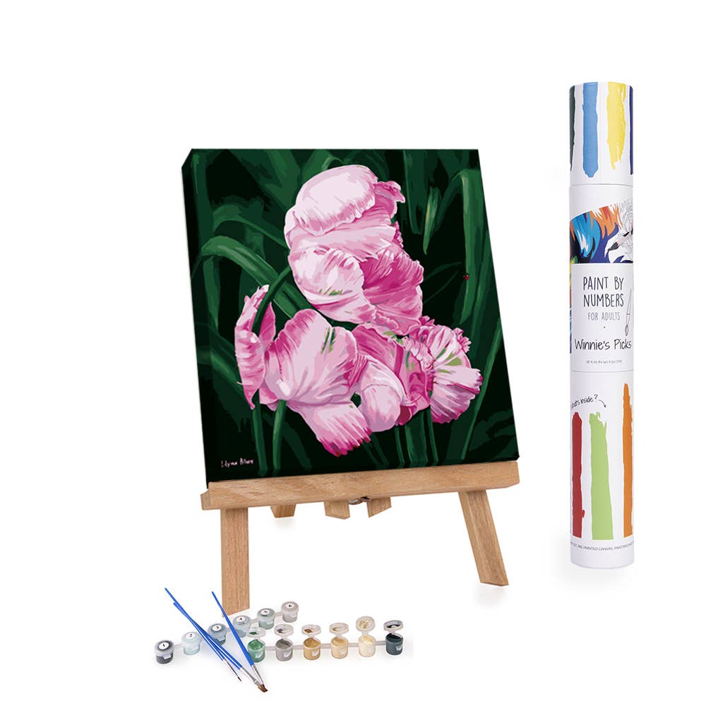 Pink Flowers Paint-by-Numbers Kit