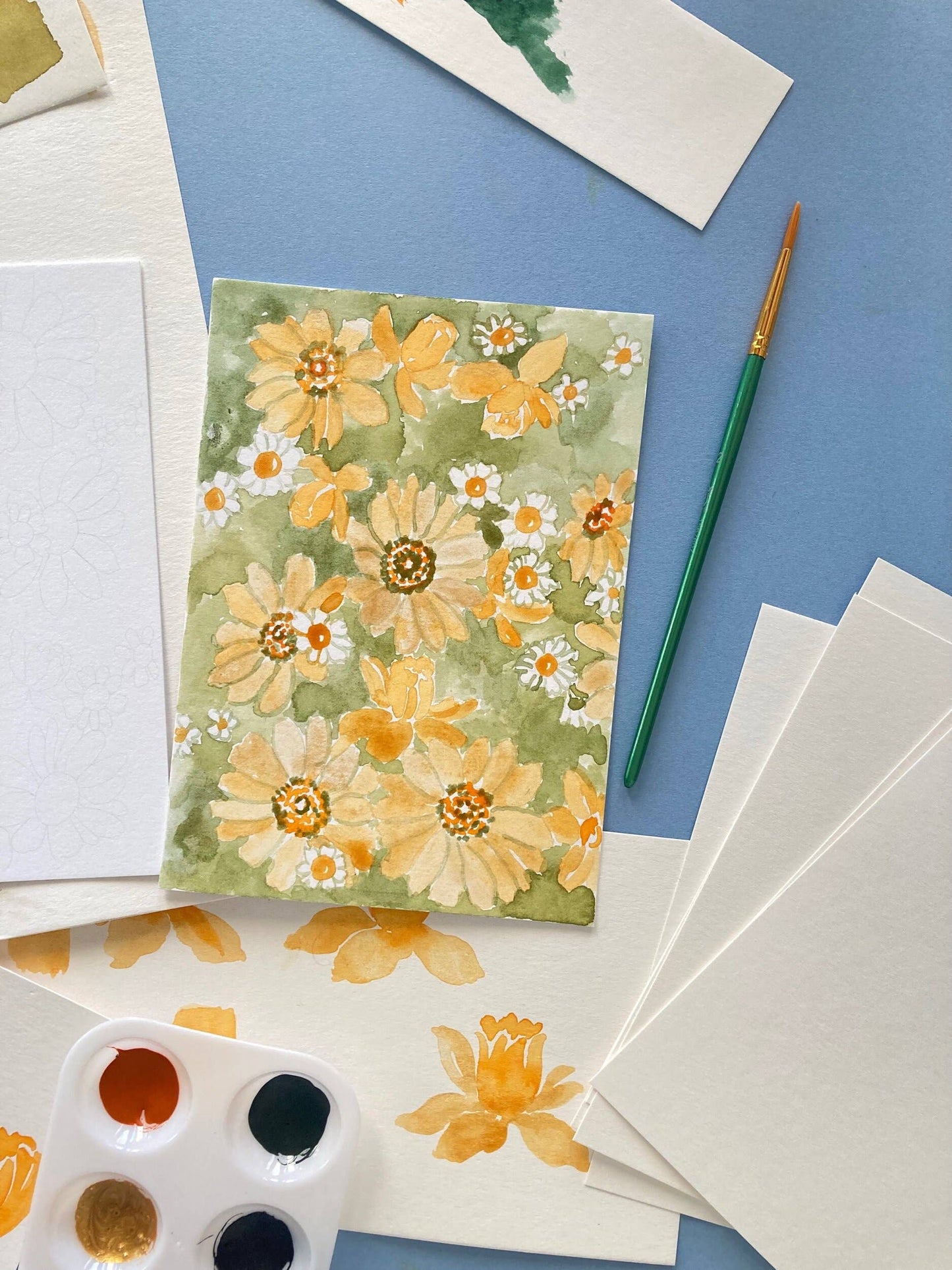 Daisy and Daffodil Flowers Watercolor Mini Kit