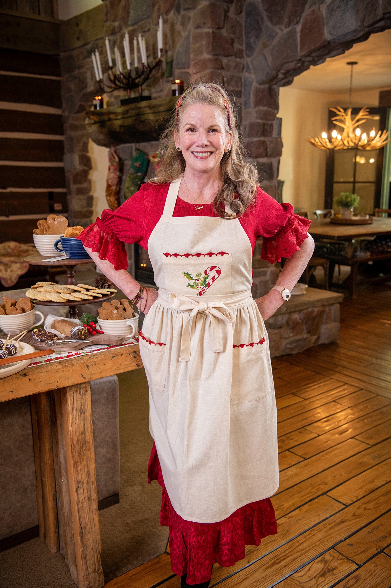 Candy Cane Embroidered Apron