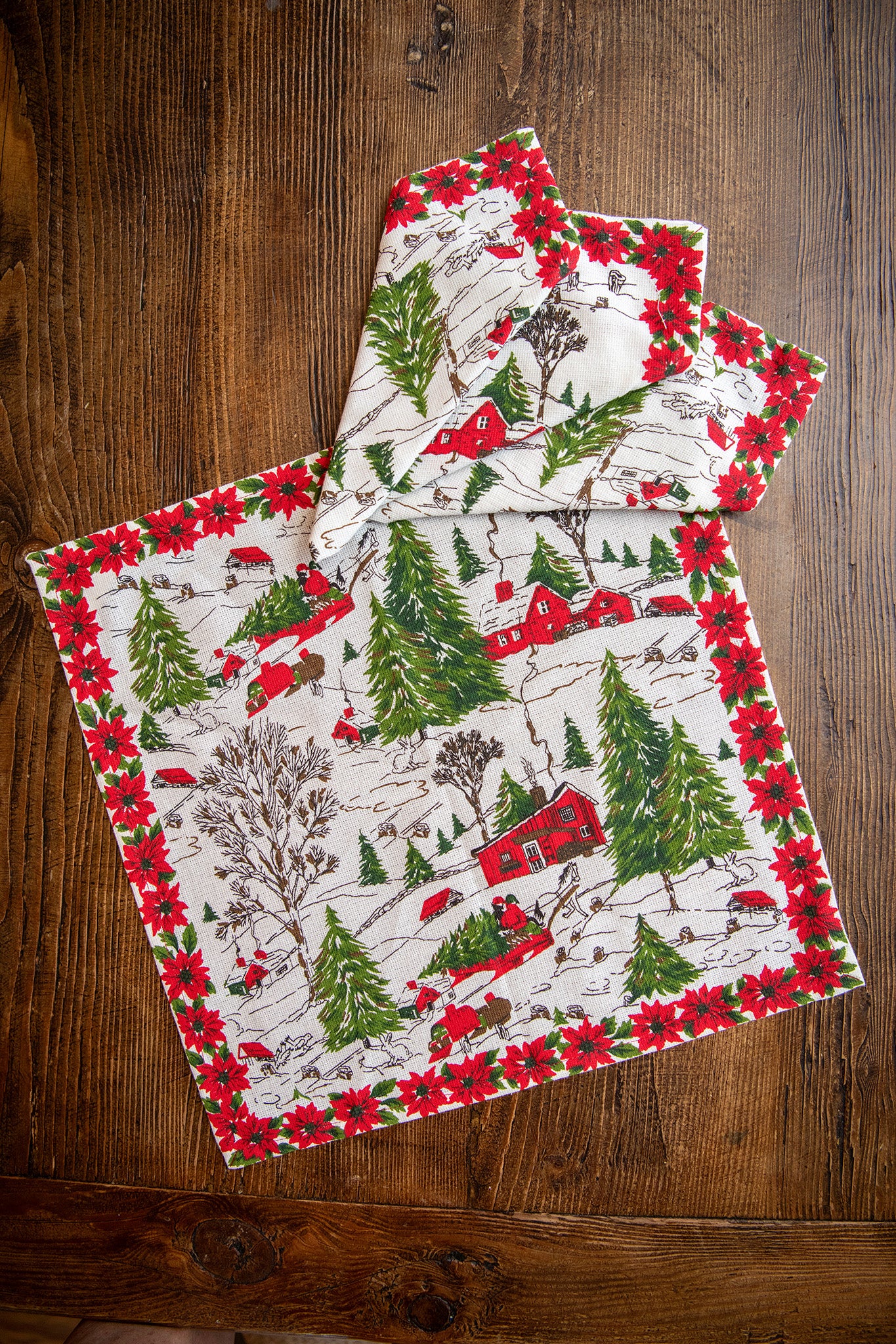 Limited-Edition Christmas Cottage Luncheon Napkins, Set of 4