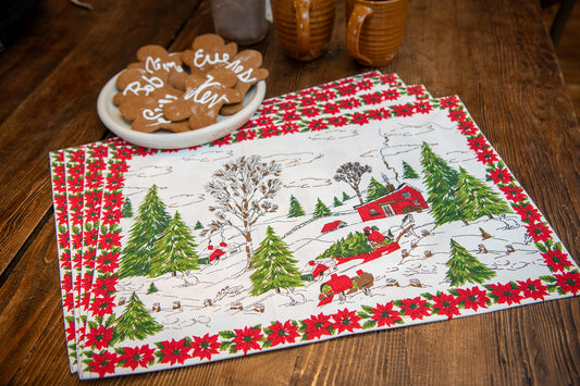 Limited-Edition Christmas Cottage Placemats, Set of 4