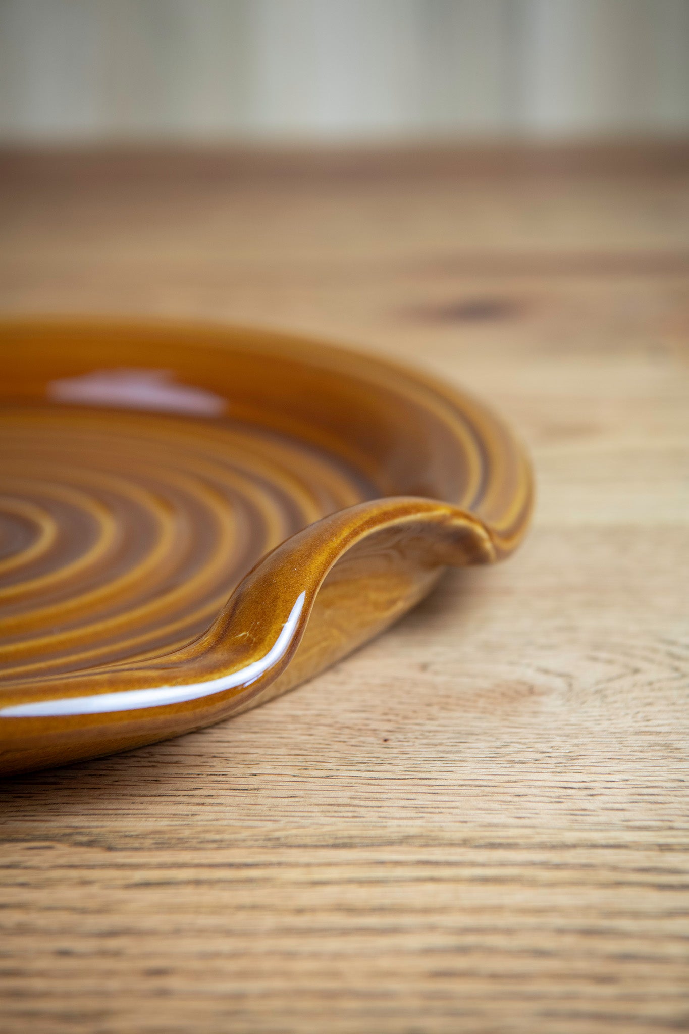 Cinnamon Glaze Ceramic Handled Serving Platter