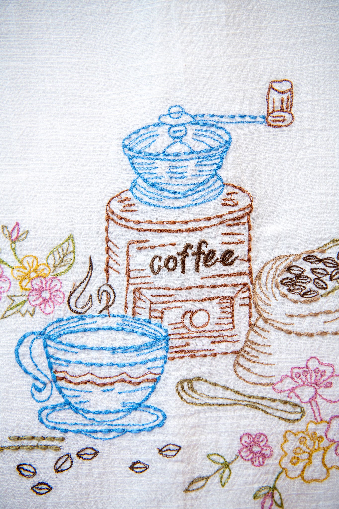 Coffee & Tea  Embroidered Tea Towels, Set of 2