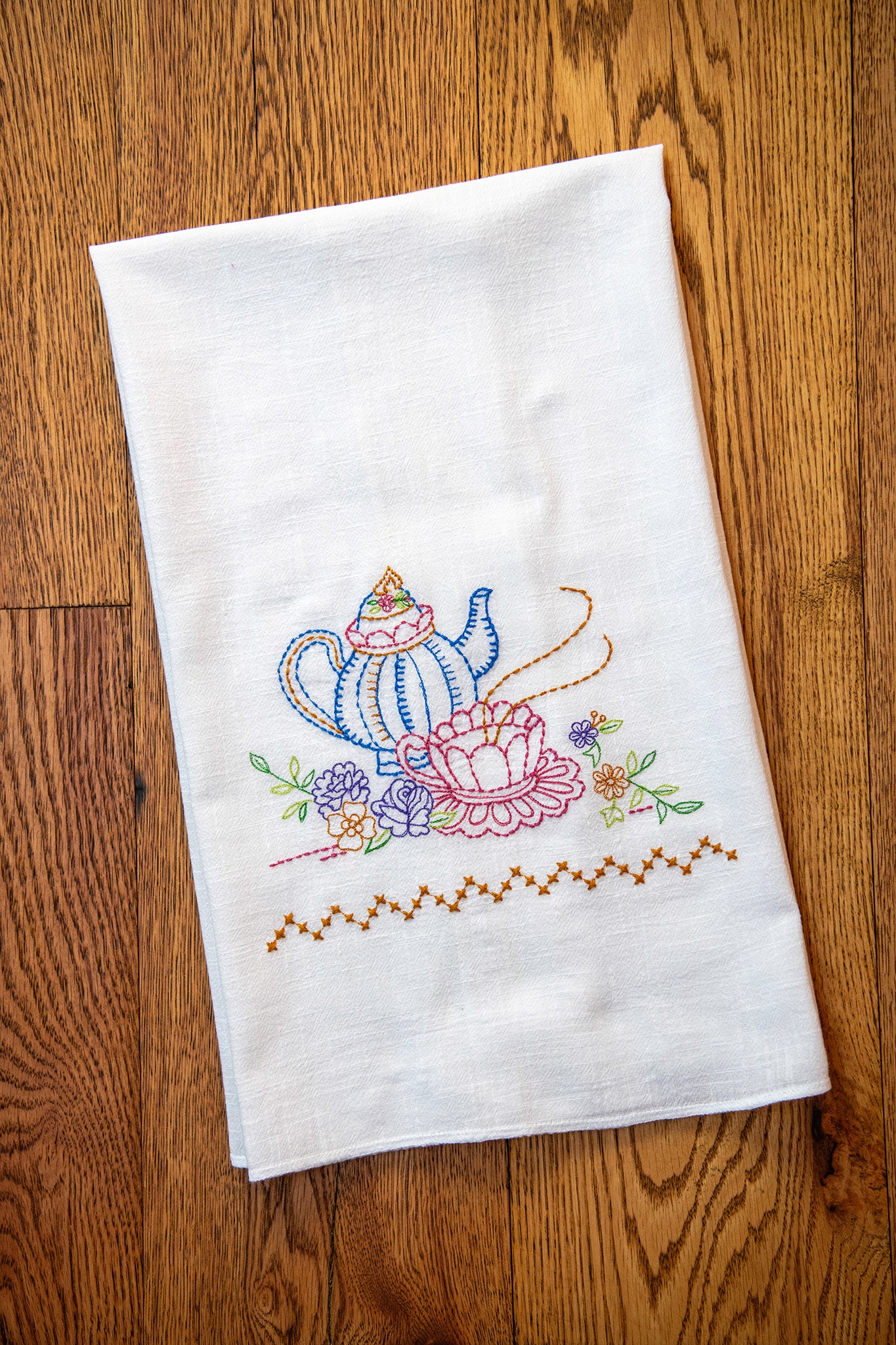 Coffee & Tea  Embroidered Tea Towels, Set of 2