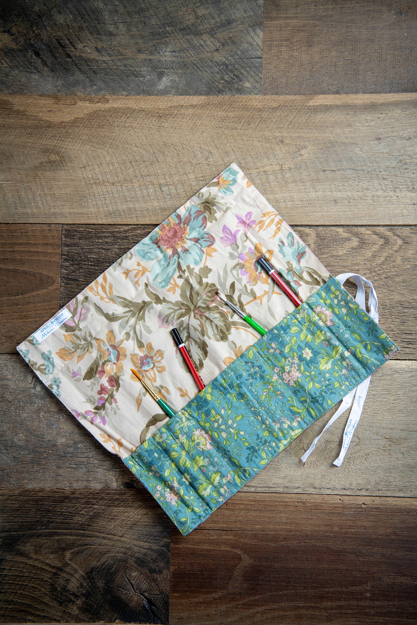 Cottagecore Patchwork Paintbrush Roll