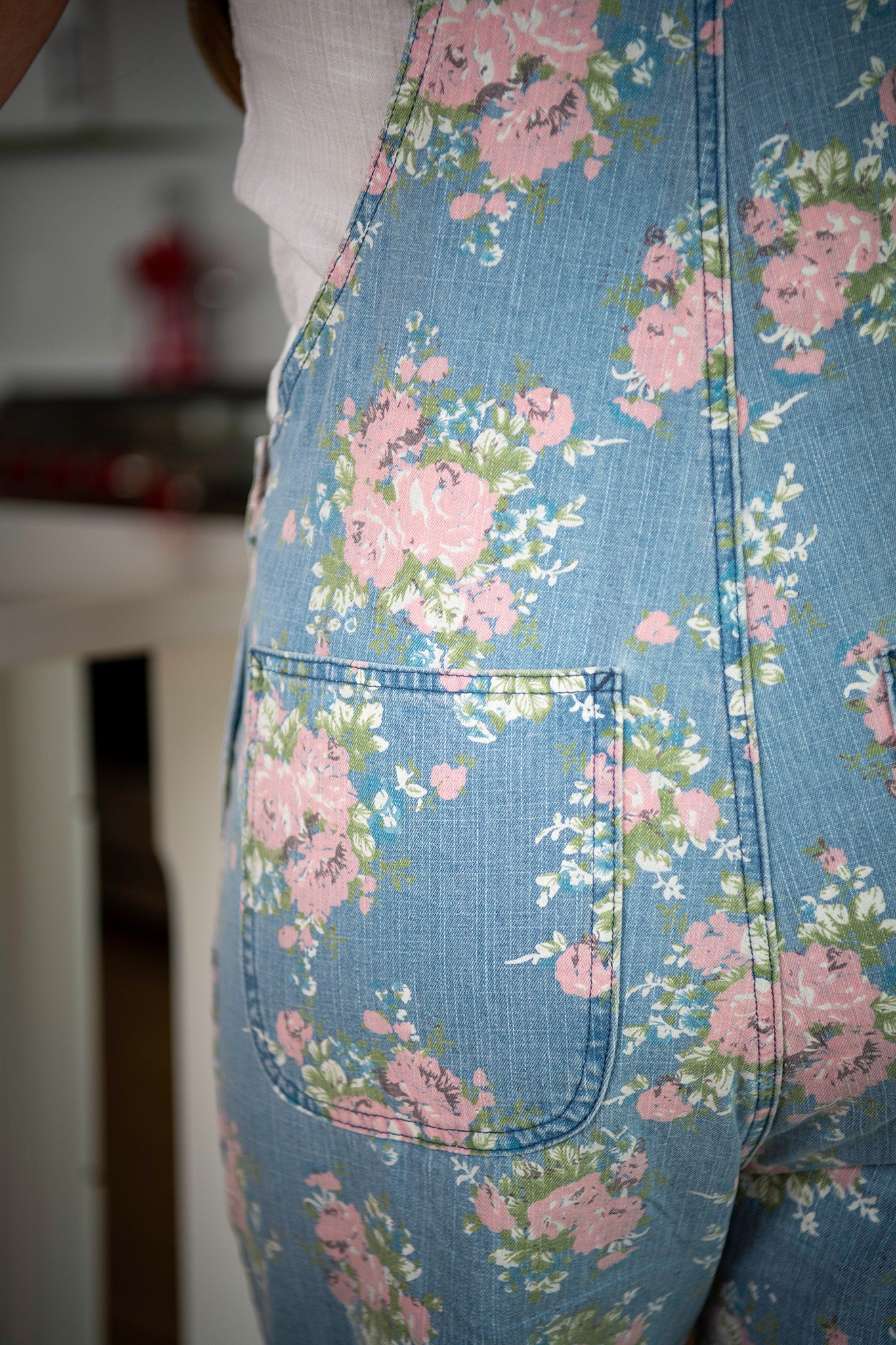 Cottage Rose Denim Overalls