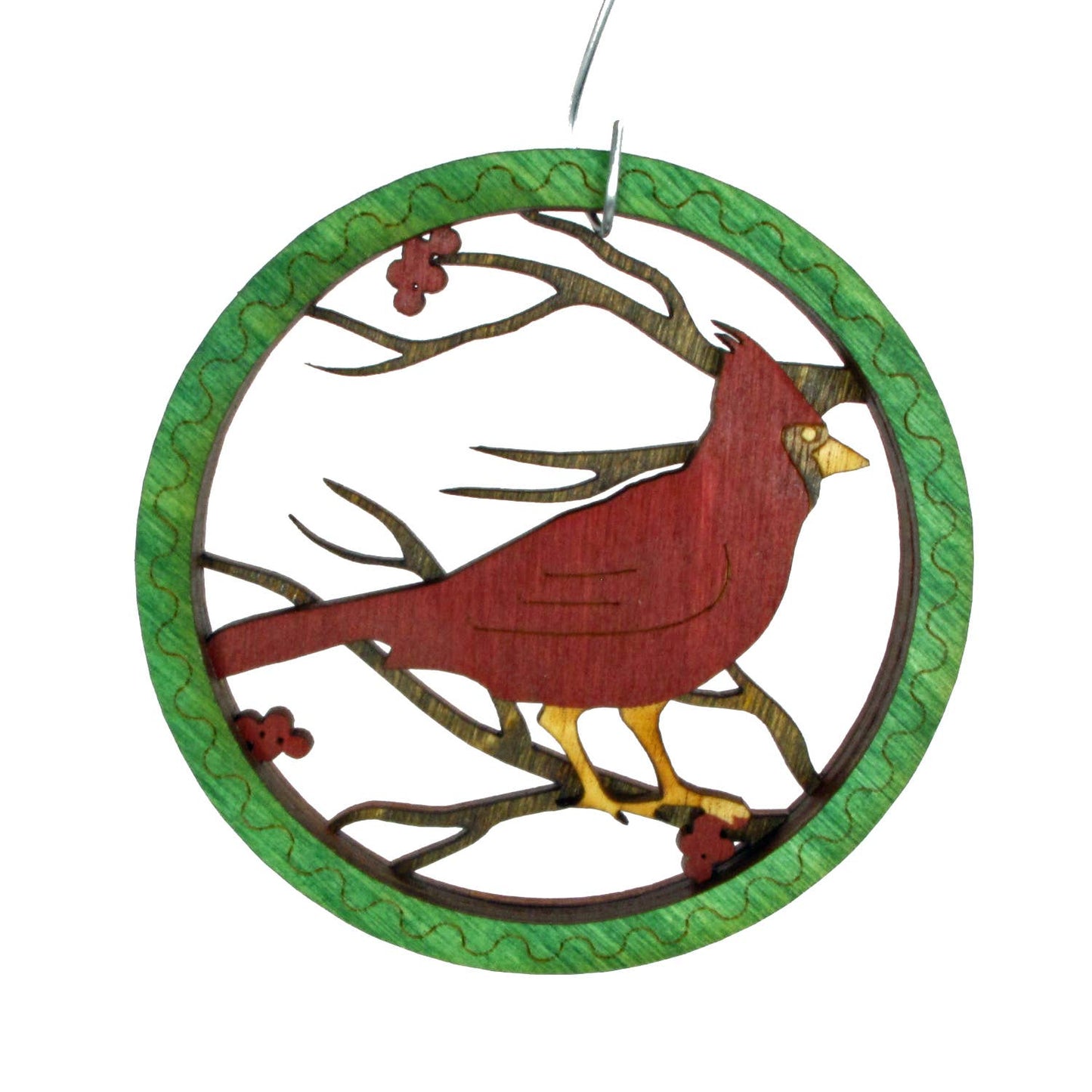 Baltic Birch Layered Ornament in Cardinal