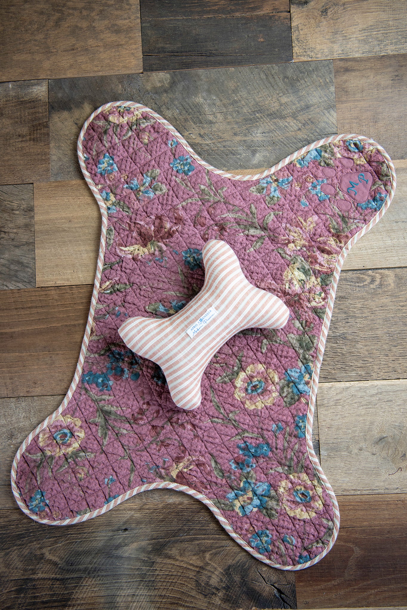 Chicago's Dog Mat and Toy Bone Set in Cottagecore Patchwork