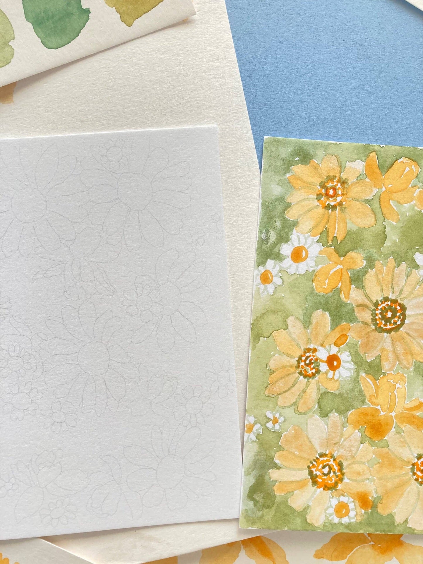 Daisy and Daffodil Flowers Watercolor Mini Kit