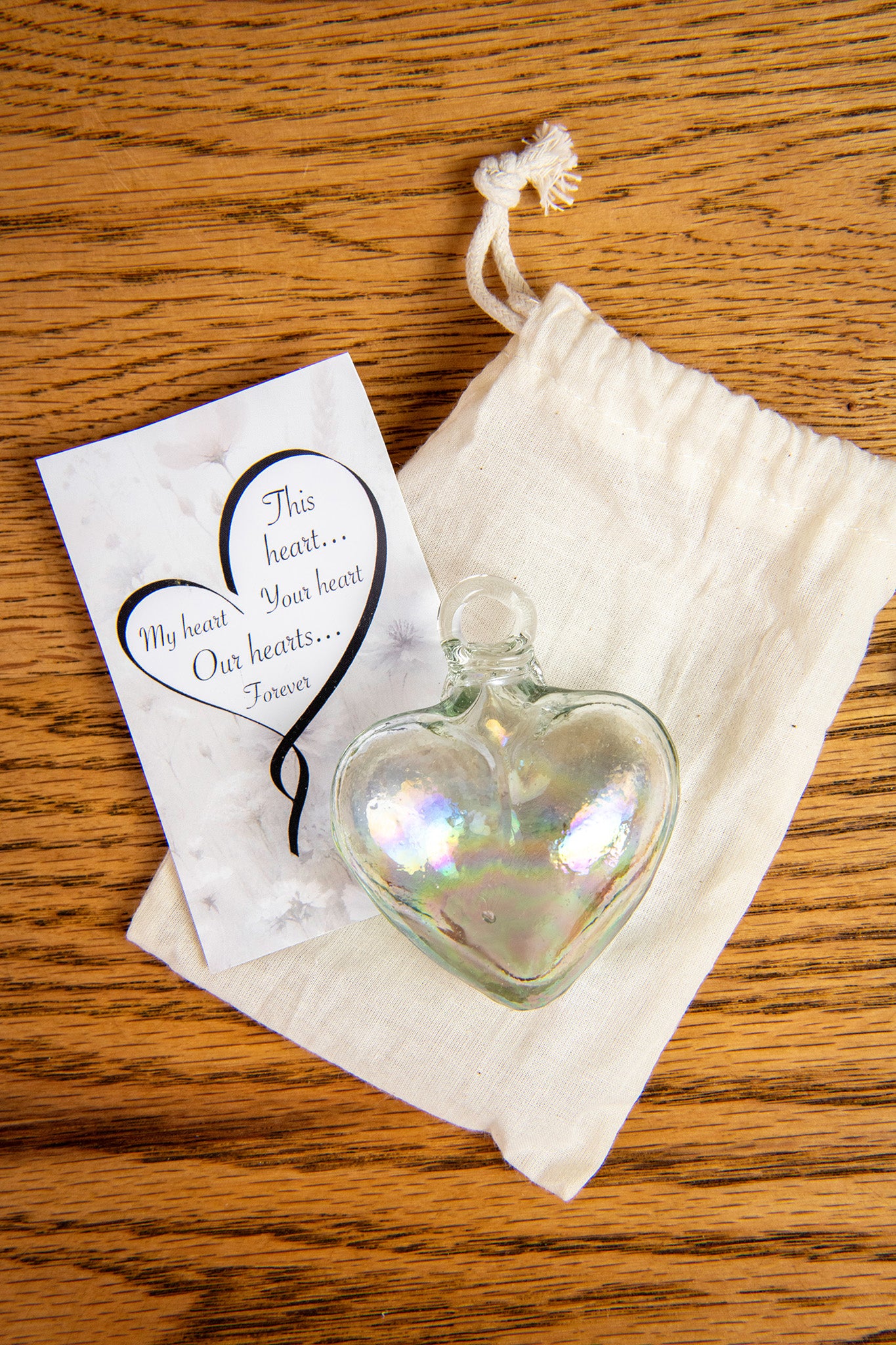 The Heart-to-Heart Project: Handblown Glass Heart in Iridescent