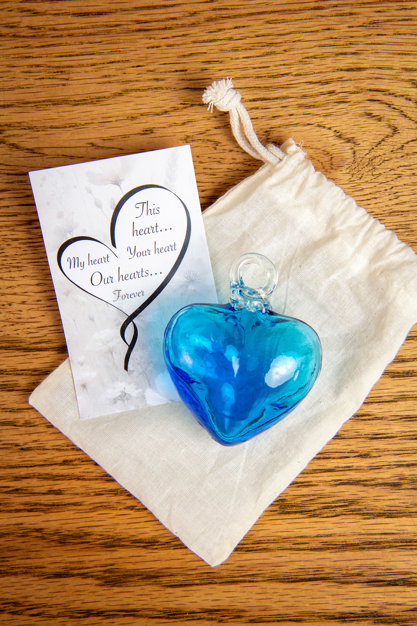 The Heart-to-Heart Project: Handblown Glass Heart in Turquoise