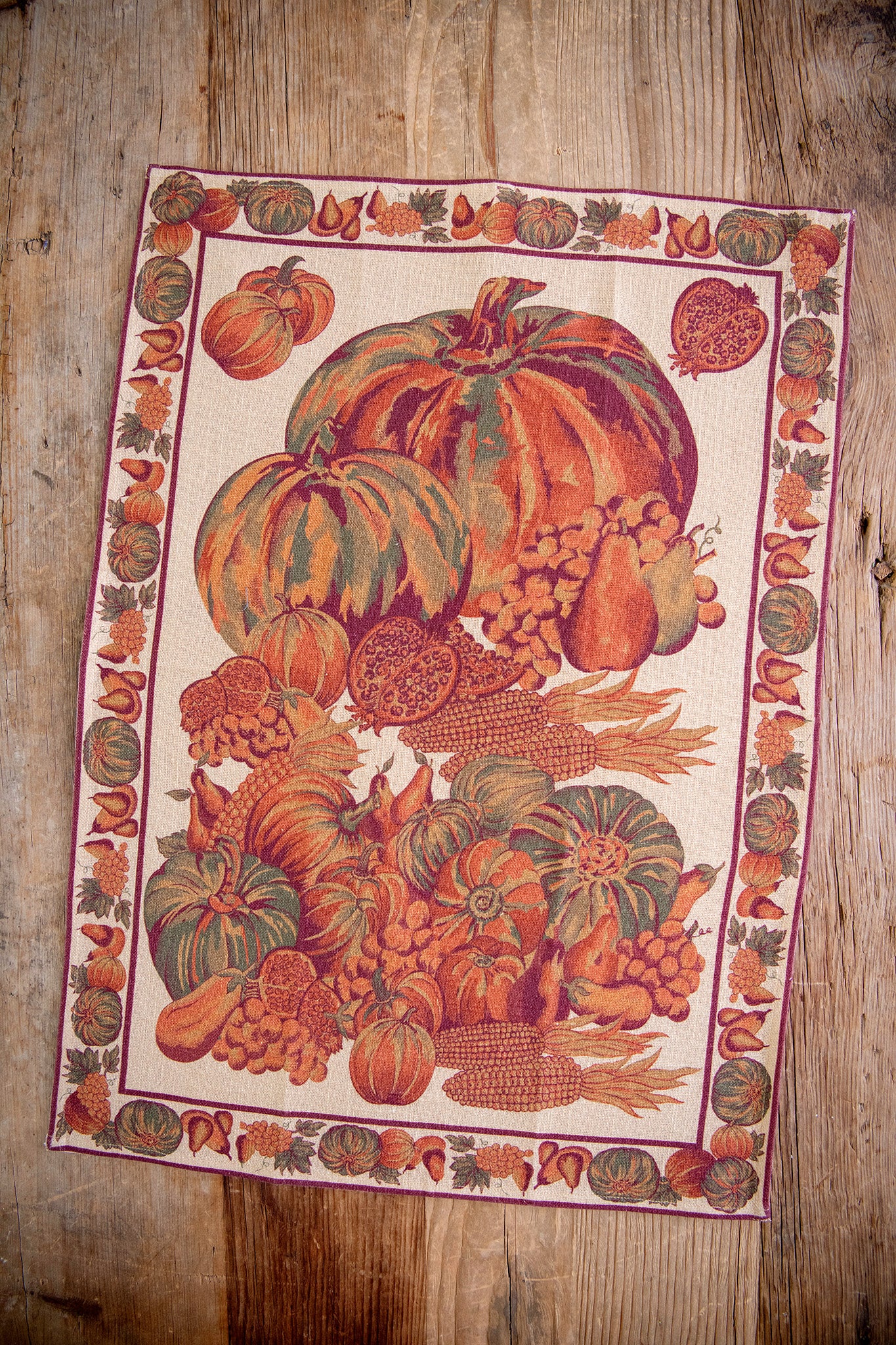 Harvest Pumpkin Tea Towel in Antique