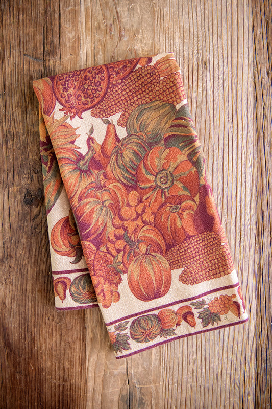 Harvest Pumpkin Tea Towel in Antique