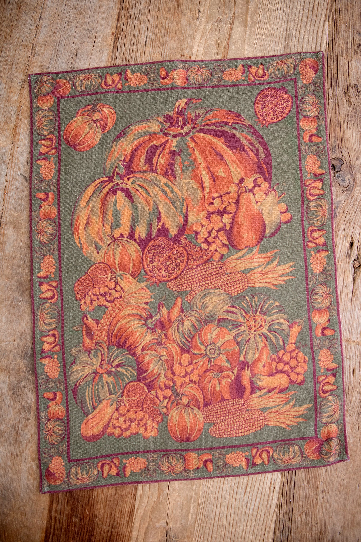 Harvest Pumpkin Tea Towel in Olive