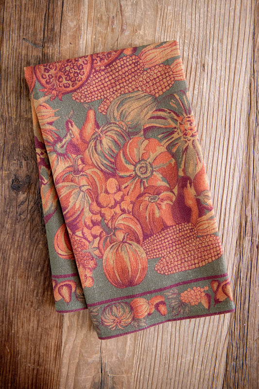 Harvest Pumpkin Tea Towel in Olive