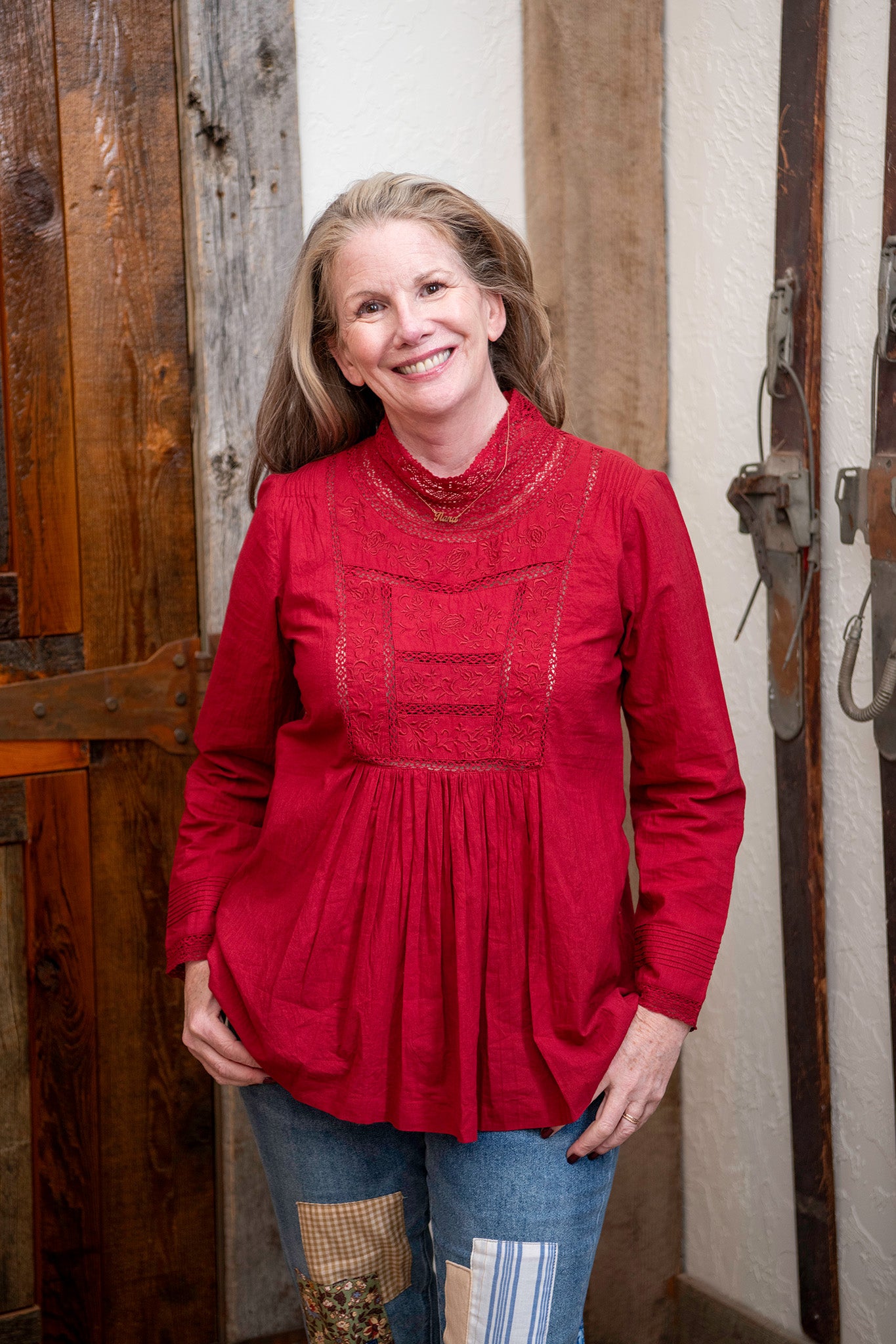 Heirloom Blouse in Deep Scarlet