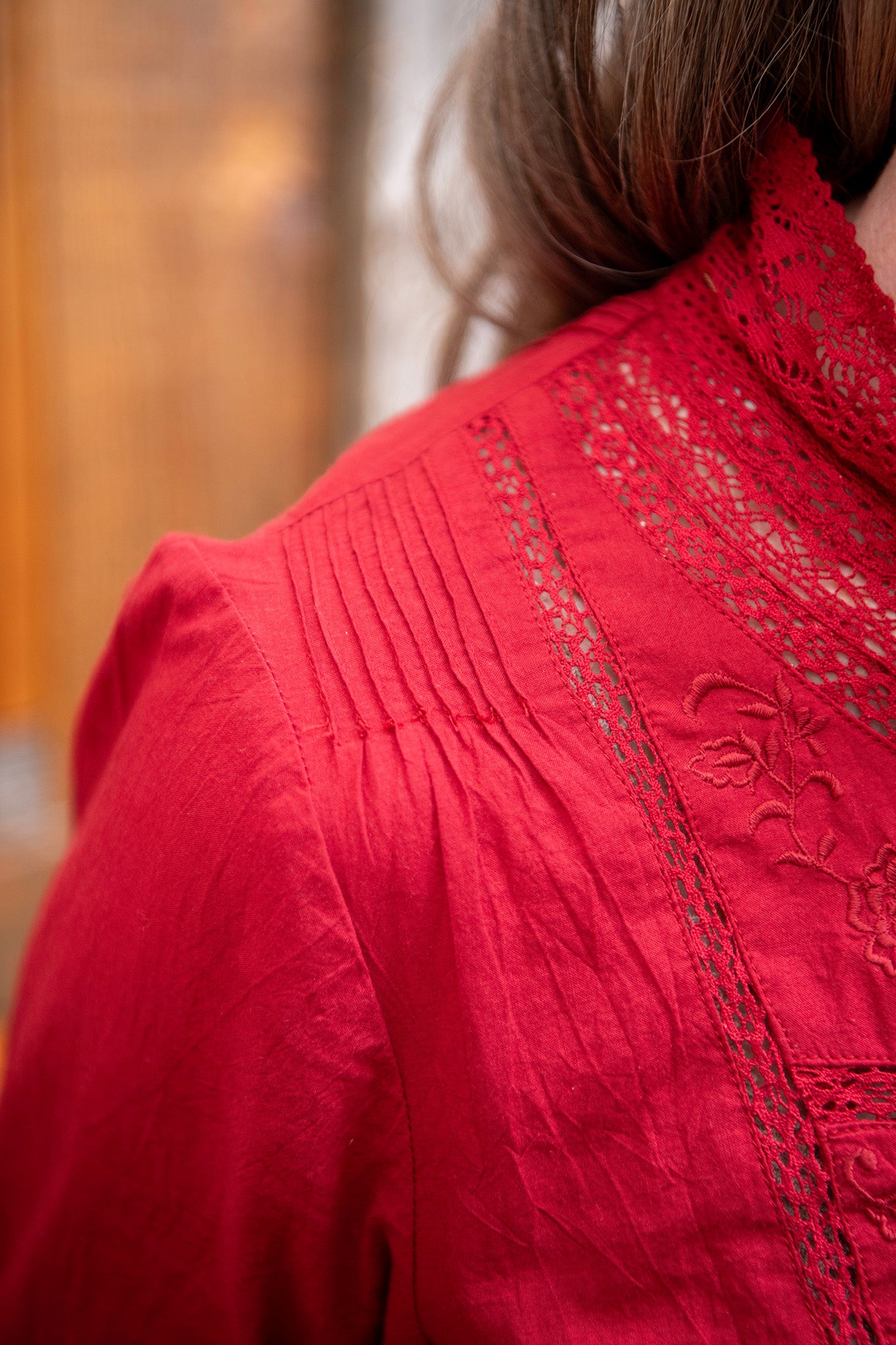 Heirloom Blouse in Deep Scarlet