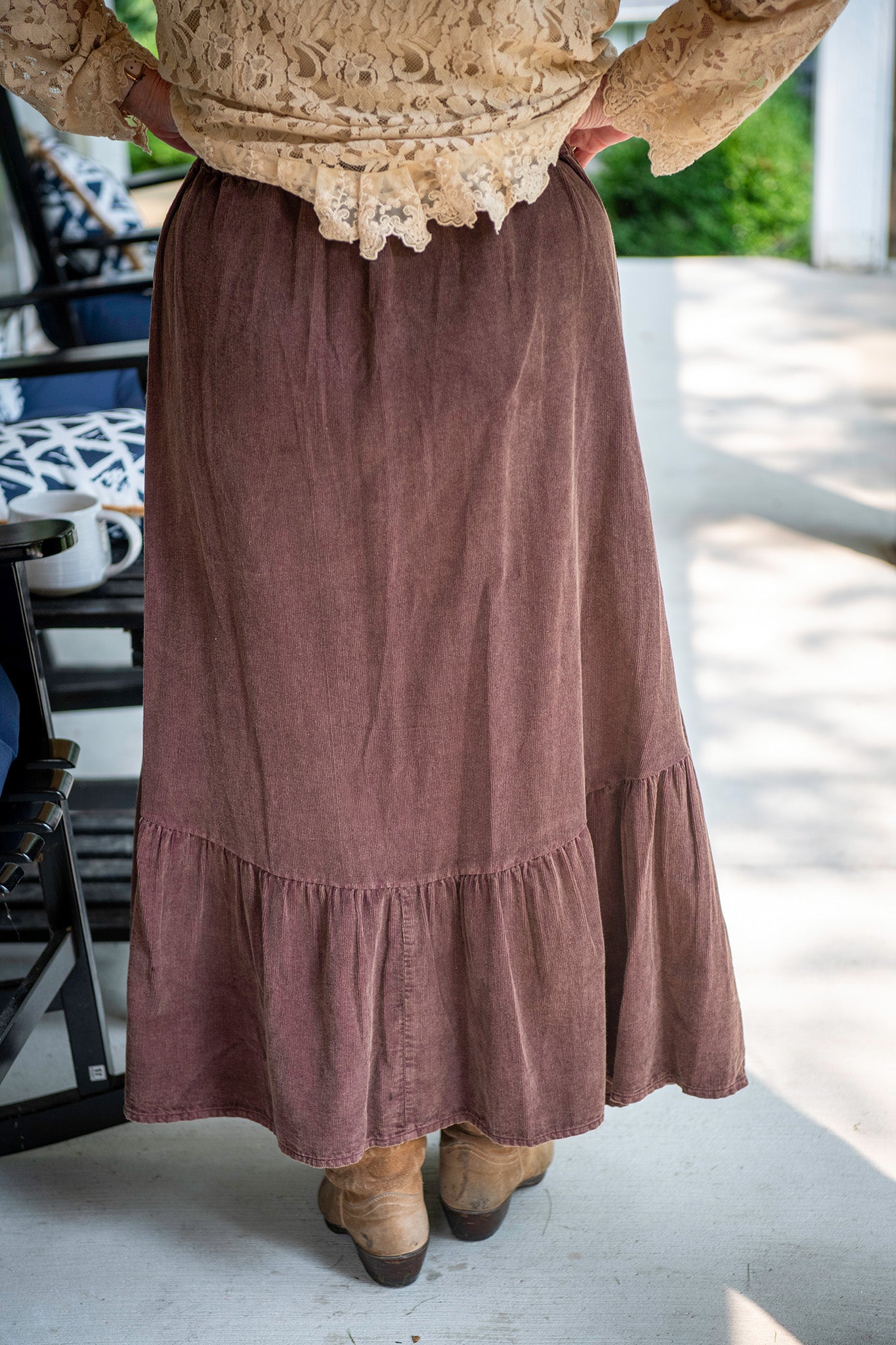 Homestead Cord Skirt in Chocolate