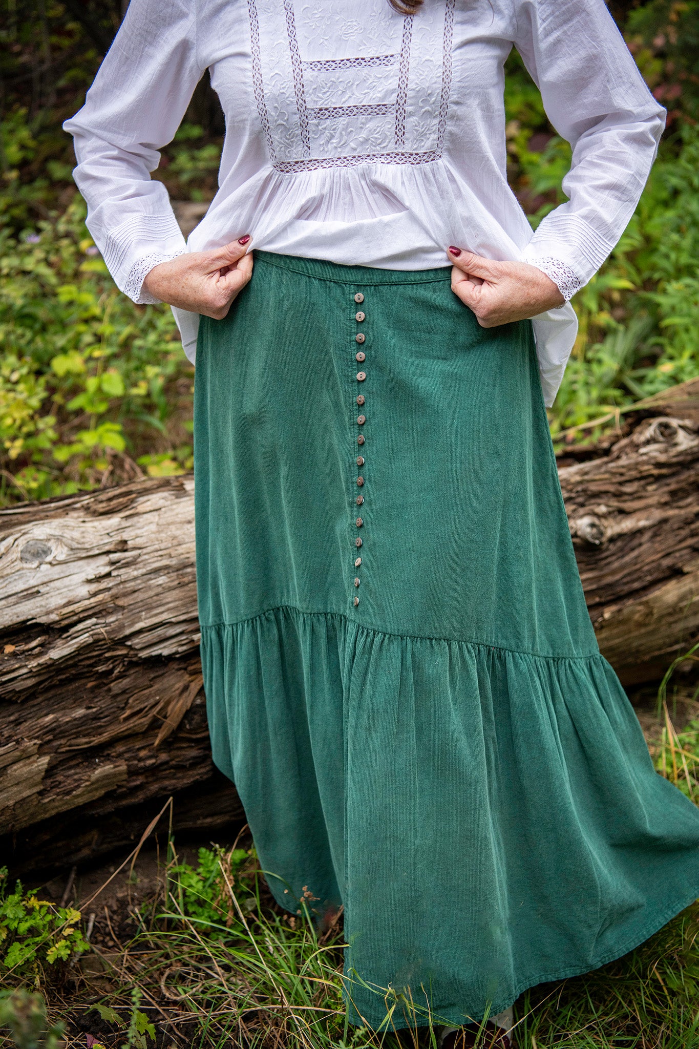 Limited-Edition '50 Years of Loving Laura' Homestead Cord Skirt in Green