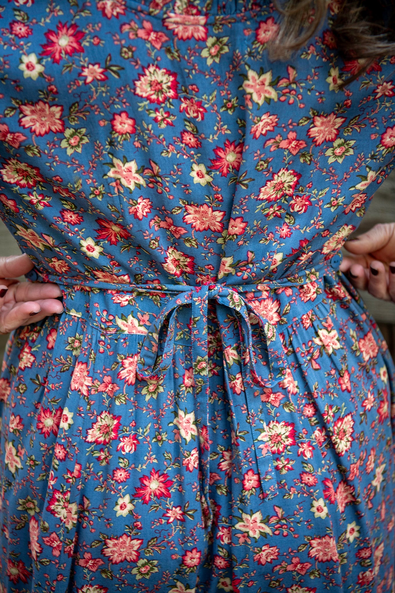 Laura Dress in Blooms on Blue