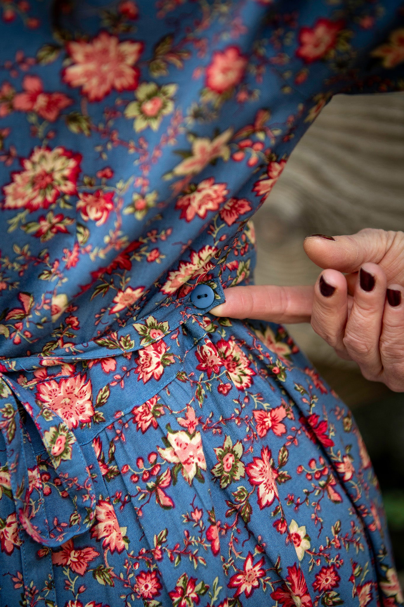 Laura Dress in Blooms on Blue