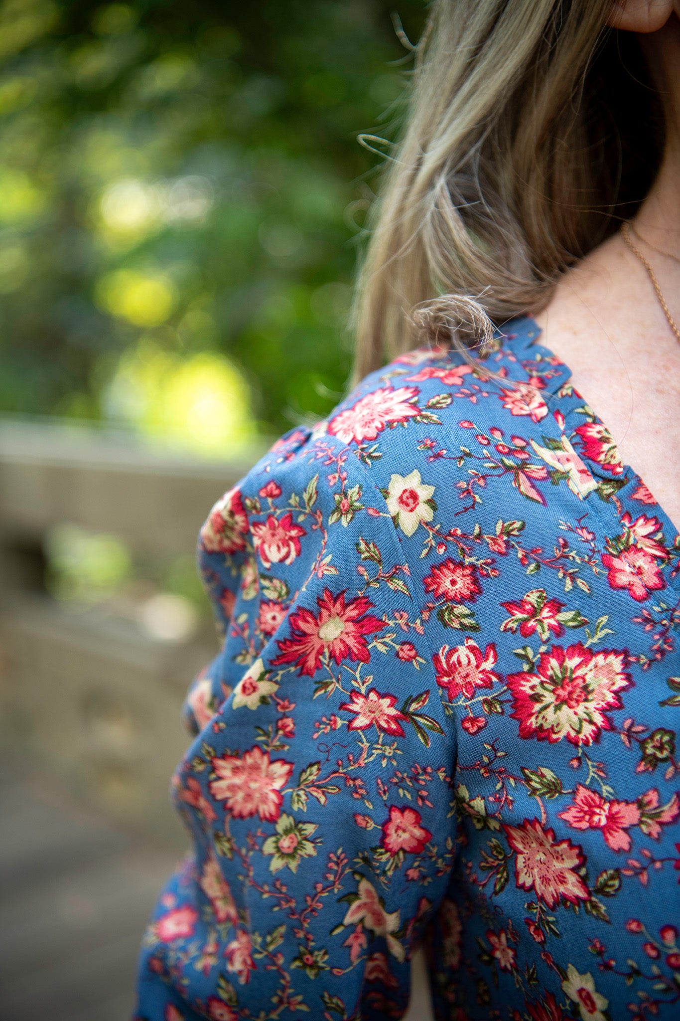 Laura Dress in Blooms on Blue