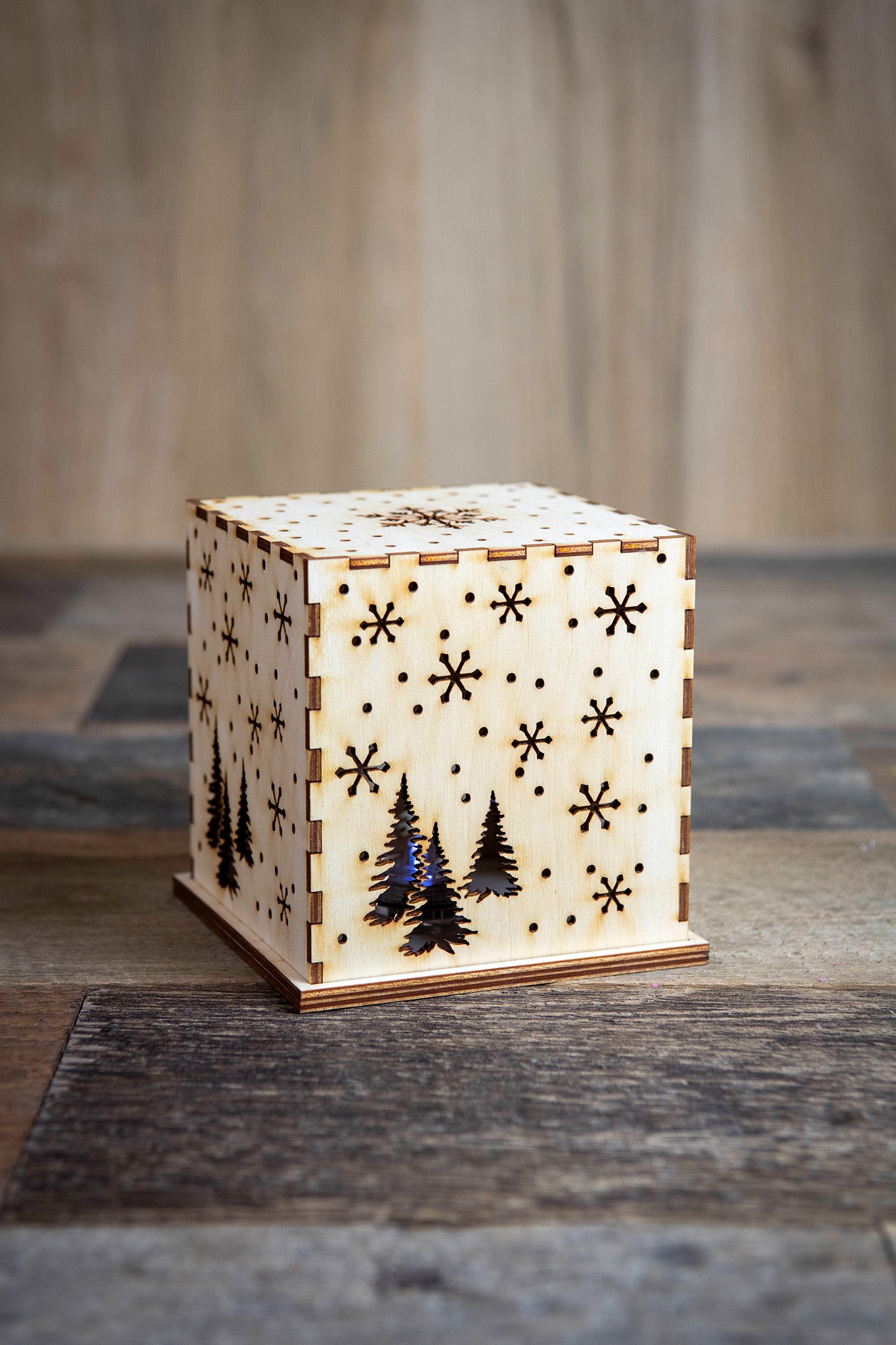 Snowflake Wonderland Wooden Luminary Box