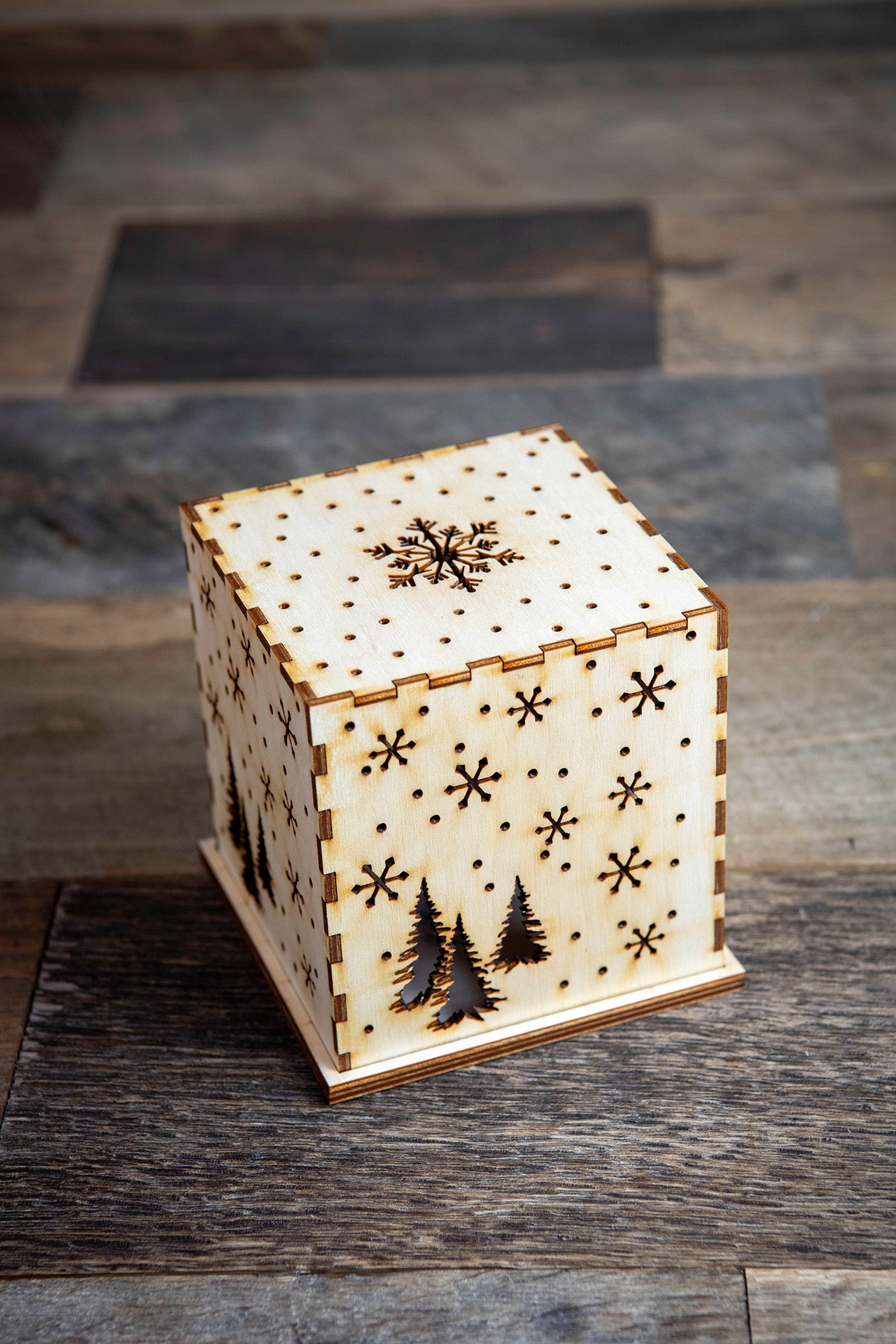 Snowflake Wonderland Wooden Luminary Box