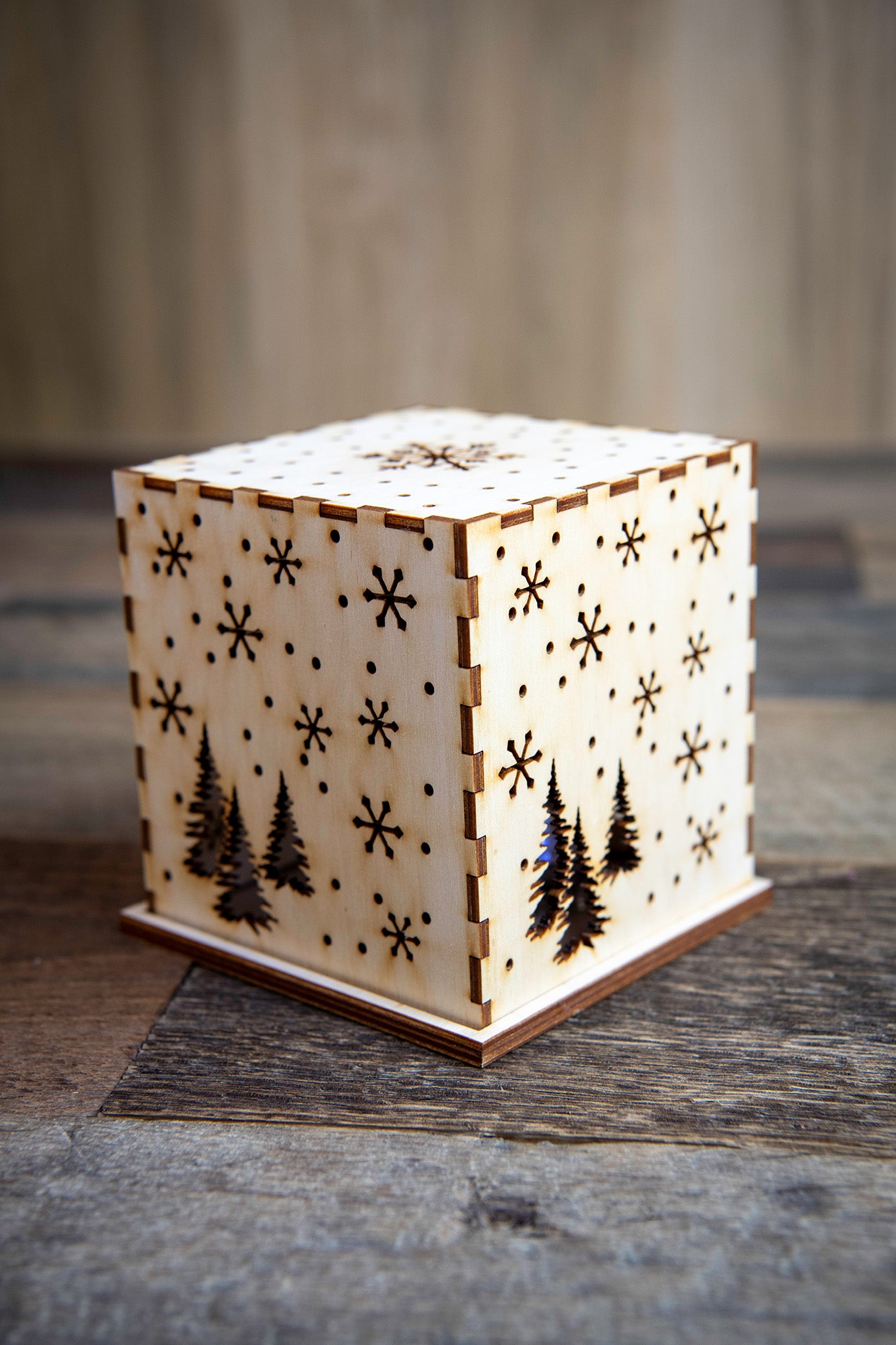 Snowflake Wonderland Wooden Luminary Box