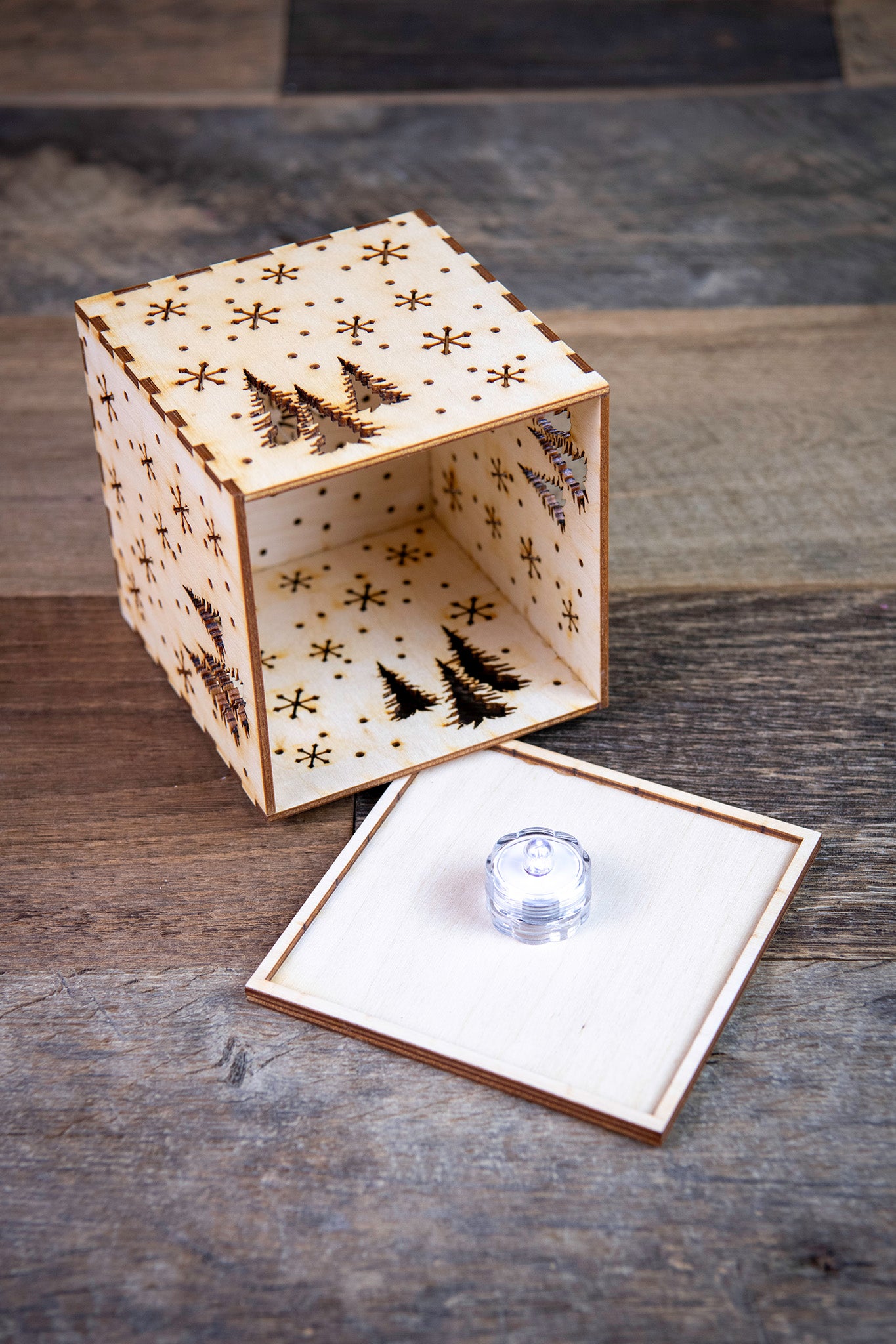 Snowflake Wonderland Wooden Luminary Box